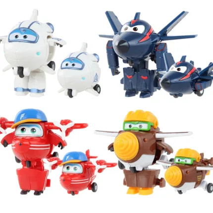 

Newest style 7cm Super Wings Mini Airplane Robot baby toys Action Figures Super Wing Transformation Animation for Gift