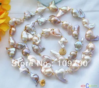

Jewelry 001502 33" 26mm PINK LAVENDER BAROQUE KESHI REBORN PEARL NECKLACE