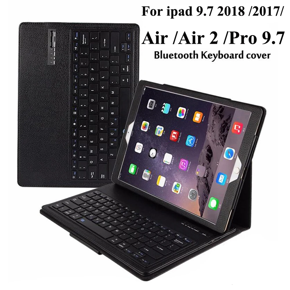 

For iPad 9.7 2018 6th Gen/ Air 1 / Air 2 / Pro 9.7 / 2017 5th Wireless Bluetooth Keyboard+PU Leather Cover Protective Smart Case