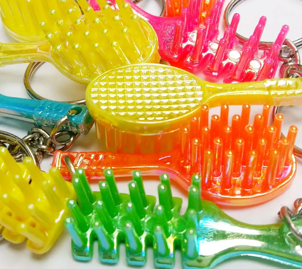 

2pc Mini Hair Comb with key chain Girls Kids Princess Birthday Party Favor Fun Craft Educational Toys Pinata Bag Filler Loot Gag
