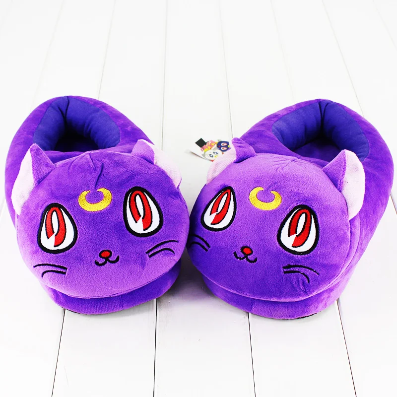 30 см Сейлор Мун Фиолетовый Луна кошка плюшевые туфли мягкие зимние комнатные тапочки обувь подарок для девочек
