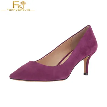 

FSJ Autumn Womens Soft Walk Handmade Plum High Heels Pointed Toe Ladies Pumps Dress Casual Shoes Woman Luxury Brand Size 44 45
