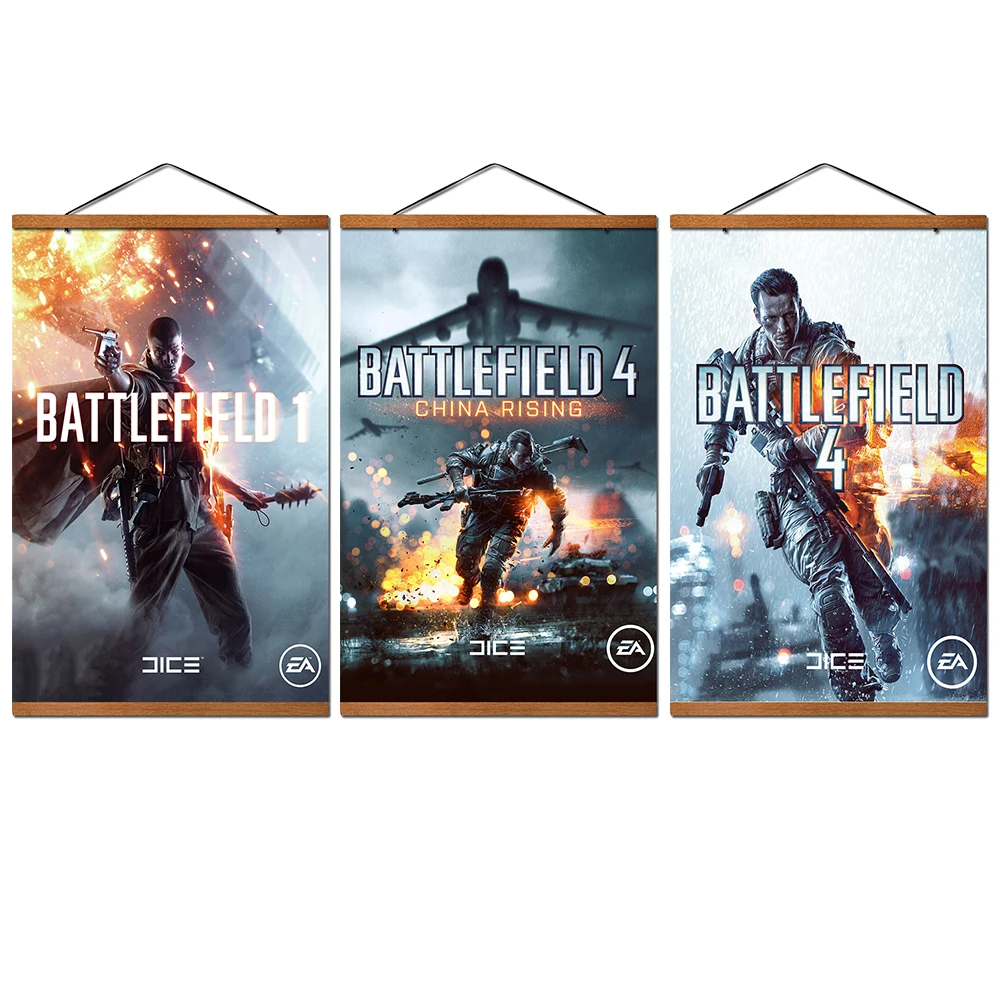 

Game Battlefield 1 4 Canvas Prints Posters Decoration Hanging Scroll Painting With Solid Wood