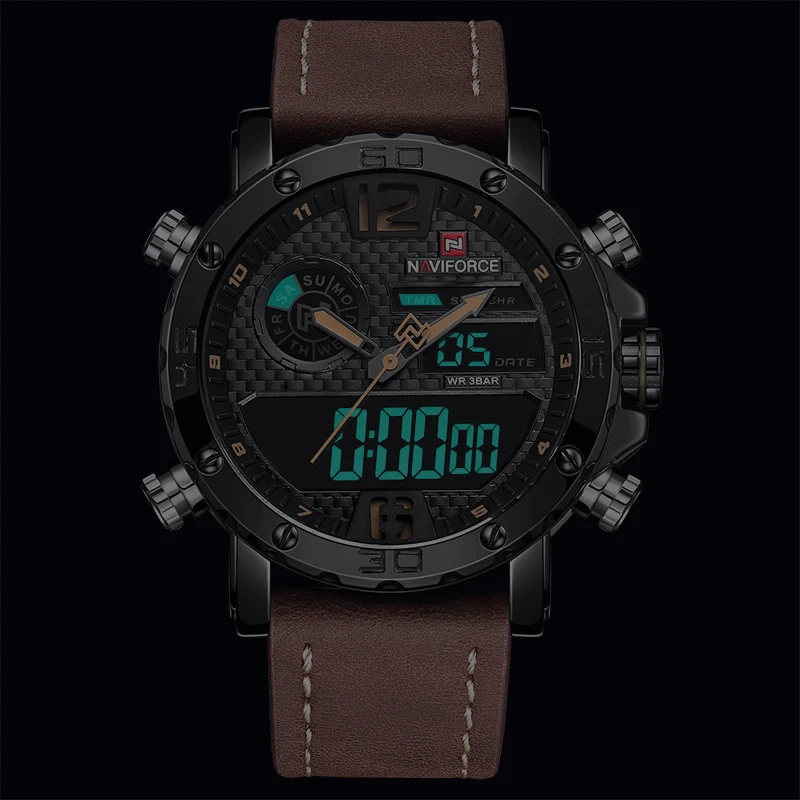 Original NAVIFORCE Dual Display Quartz Digital Men Watches Brand Military Men's LED Digital Waterpr