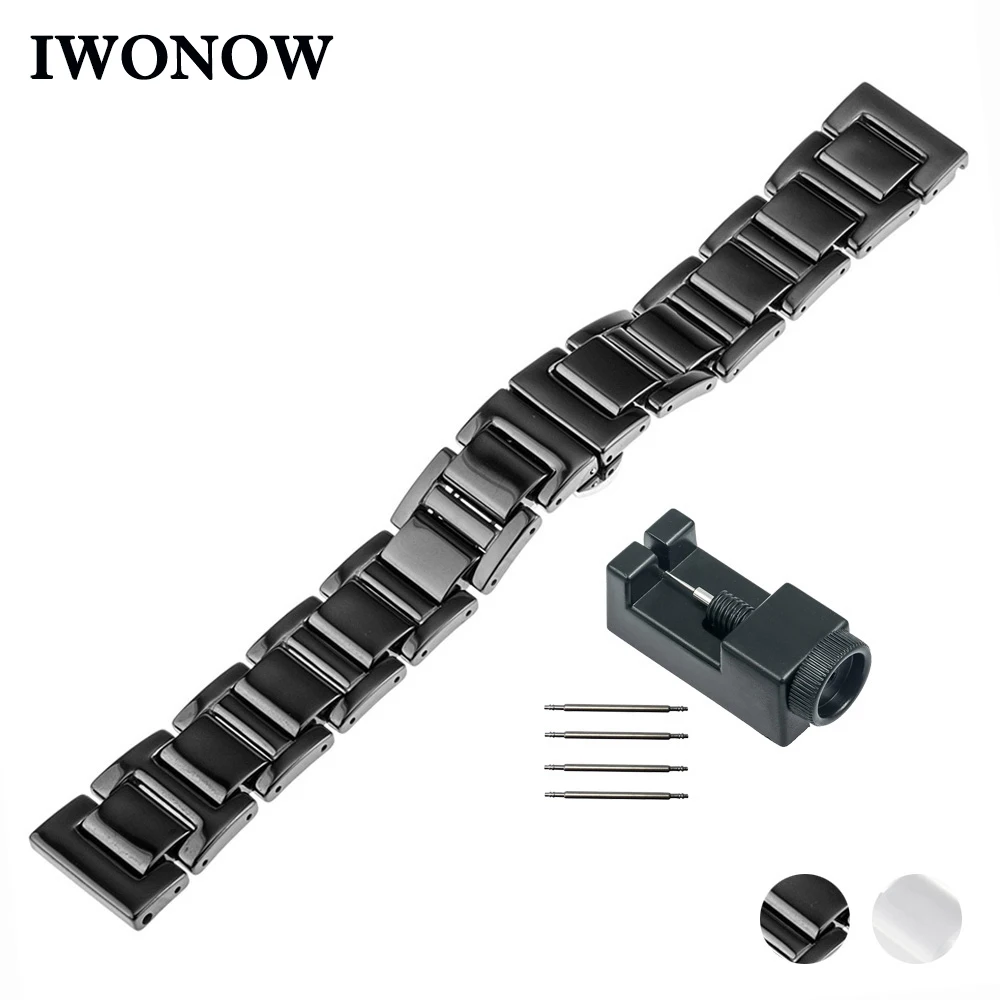 18mm 20mm Ceramic Watch Band for Seiko Butterfly Buckle Strap