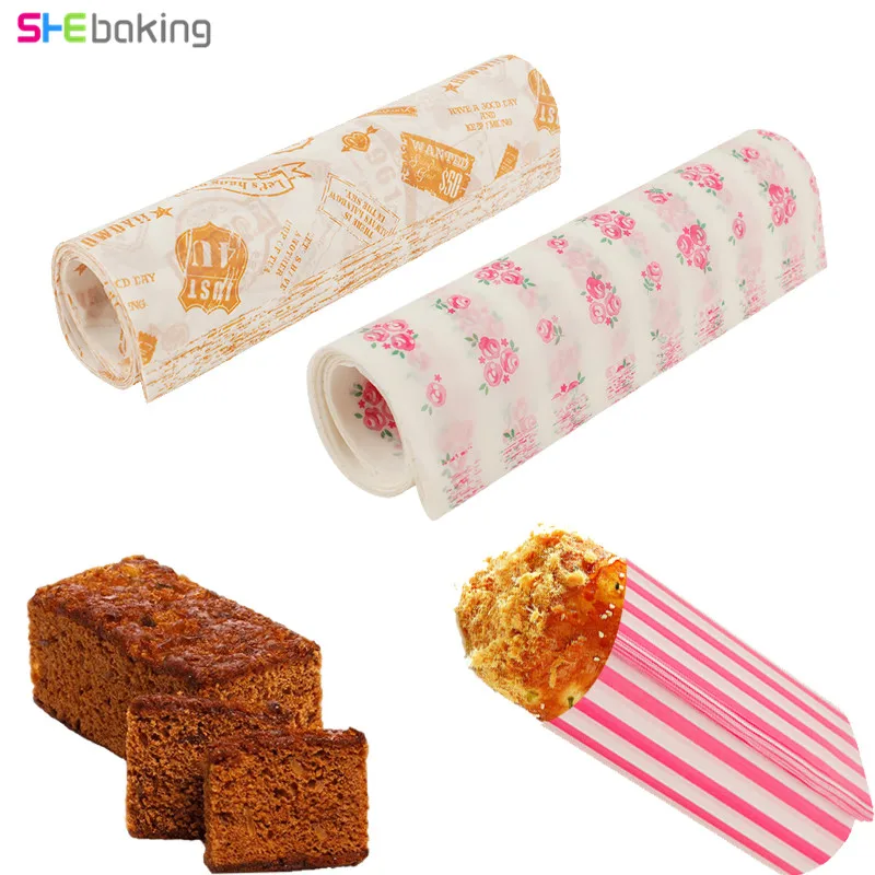 

Shebaking 50pc/set Food Wrapping Paper Waterproof Wax Paper Cake Cookie Bread Greaseproof Baking Sheet Packaging Paper Bakeware
