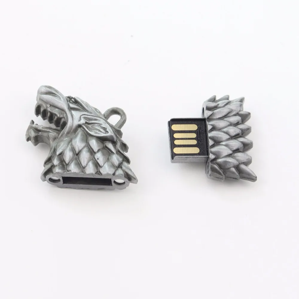 

Movie Game of Thrones Stark Family Wolf Head USB Drive keychain Office Jewelry Keyrings Gift New