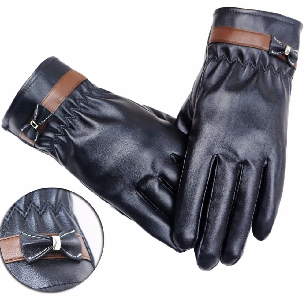 Модные женские зимние теплые кожаные мягкие льняные перчатки для вождения удобные перчатки L50/1226