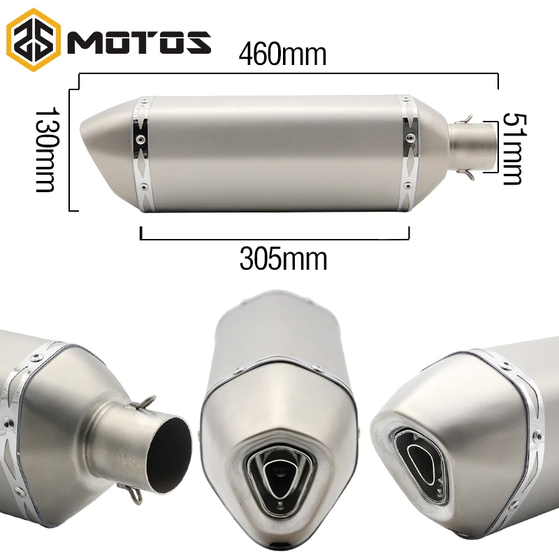 ZS MOTOS 51mm Diameter Motorcycle Exhaust long 460mm Akrapovic