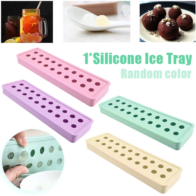 Small Silicone Sphere Ice Ball Mold Round Cube Tray Drink Whiskey Cocktails Chocolate Color Random