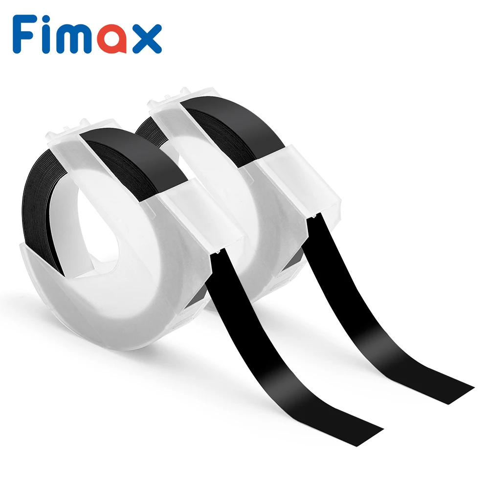

Fimax 2pcs DYMO 3D 6mm 12mm 9mm White on Black Self-Adhesive Vinyl Embossing Tape for Organizer Xpress Pro Embossing Label Maker