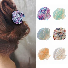 1 шт. корейские модные Когти для волос для женщин Морская звезда оболочки жемчужные волосы клипацетат Смола Цветочный Принт элегантные аксессуары заколки для волос