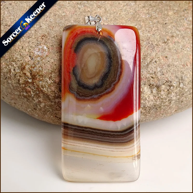 

Men's Fashion Red & Black Natural Botswana Onyx Agates Stone Pendants for Rectangle Charm Jewelry Making Good Quality ZS072