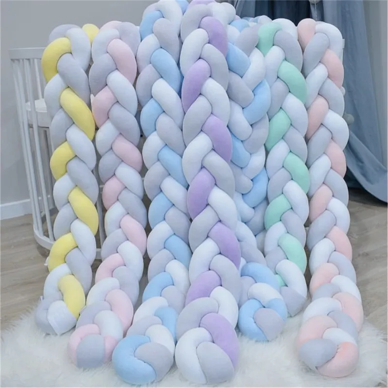  2M/3M Baby Handmade Nodic Knot Bed Bumper Newborn Long Knotted Braid Pillow Baby Bed Bumper Knot Cr