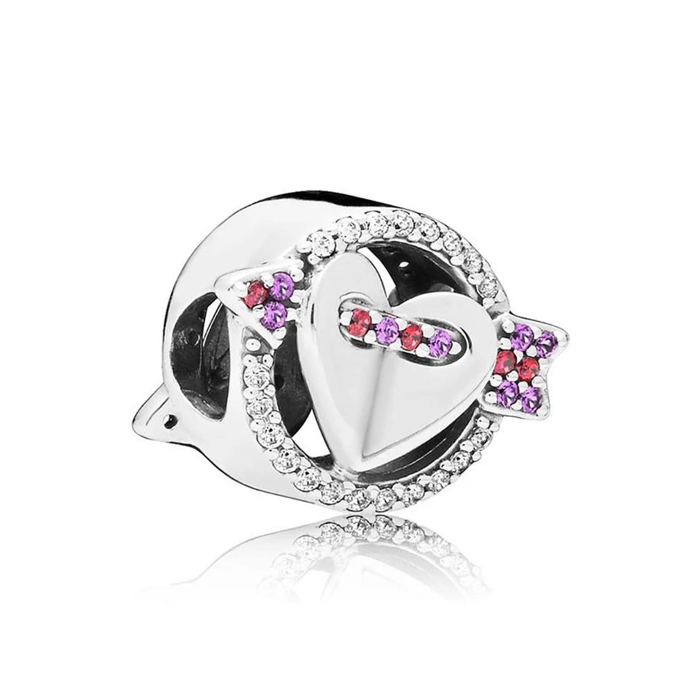 

SIENTO 100% 925 Sterling Silver Cupid Love Arrow Valentine's Day Gemstone Beaded 797827CZMX Sparkling Arrow and Heart Charm