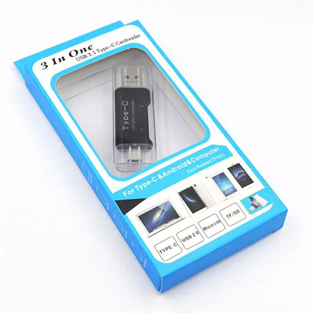 3 в 1 type C/Micro USB/USB 2,0 SD/TF кардридер адаптер для OTG дома, путешествий, офиса и т. д. Android/PC