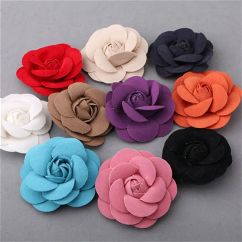 Free Shipping 30pcs Mixed Color 3d Wool Felt Flowers Fit For Girls