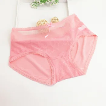 

Summer modal breathable women lace briefs Bamboo fiber sexy transparent mention hip female briefs