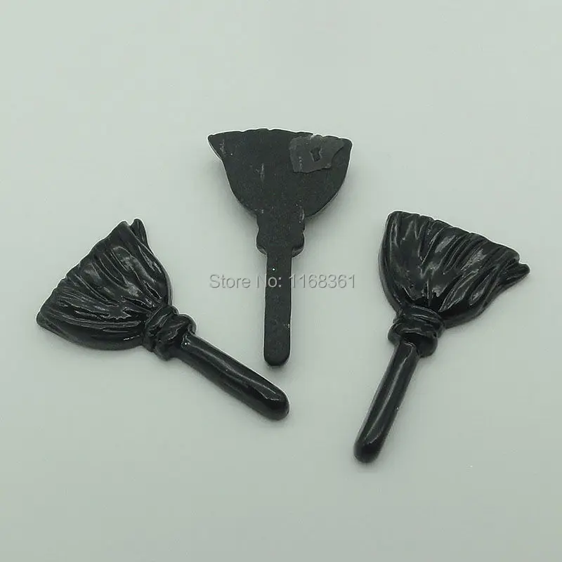 1pcs/lot resin flat back Halloween black broom 38mm Cabochons Scrapbooking Hair Bow Center DIY Christmas decration C105-5
