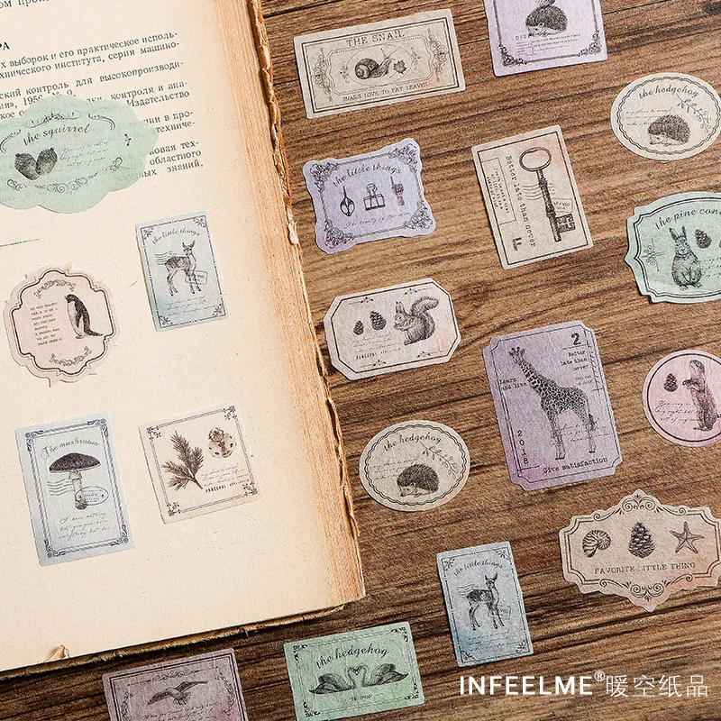 

40pcs/pack Animal Stamps / Vintage Memory / Plant Notes / Famous Paintings Decorative Sticker Scrapbooking Sticker diary DIY
