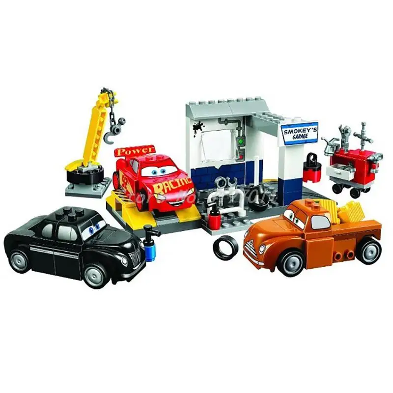

Pixar Cars 3 Juniors Smokey's Garage 126pcs Cartoon Model Building Blocks Sets Brick Kid Toys Compatible with Racer Car 10743