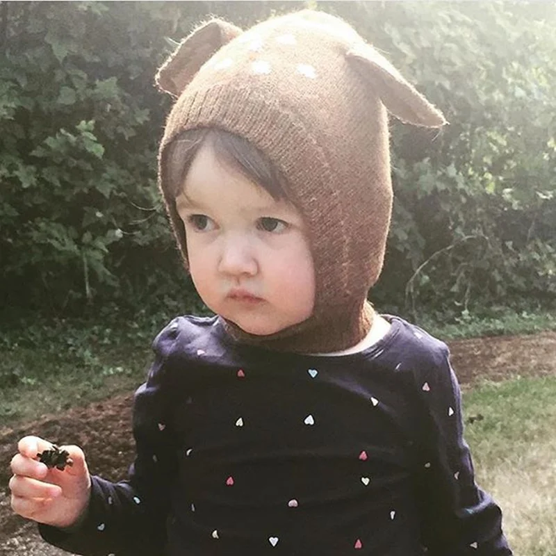 New Autumn Winter Unisex Kids Baby Girls & Boys Knitted Hat Cute Deer
