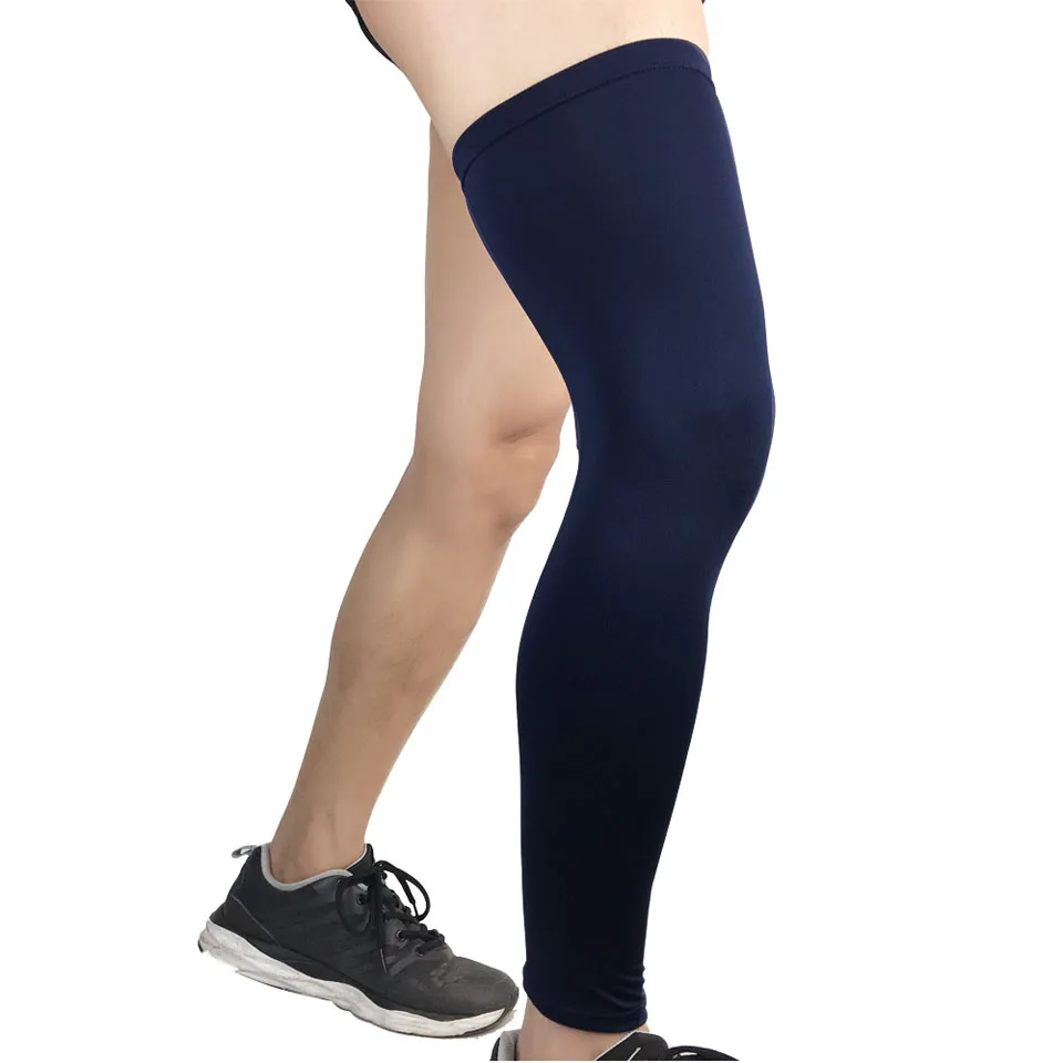 GOBYGO 1 шт. спортивные силиконовые Нескользящие длинные колено поддержка гетры сжатия колено подкладка со стяжкой протектор Баскетбол ног рукава - Цвет: Deep blue