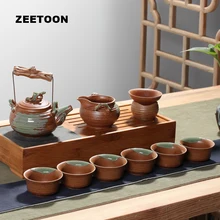 9 шт/набор из мультфильма «Холодное сердце» японский Стиль грубая Винтаж дрова Творческий чайный набор кунг-фу Керамика Чай горшок Чай чашки ярмарка чашка Чай ситечко