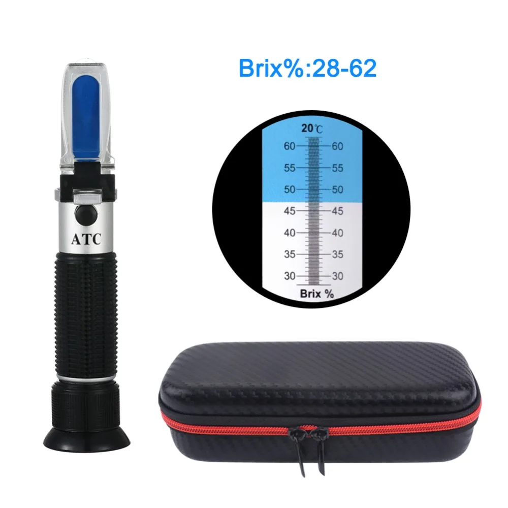 Yieryi Handheld 28-62% Brix Sugar Meter Refractometer High Concentration Of fruit For Cutting Fluid with black bag | Инструменты