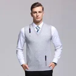 2019 новый модный бренд свитер для мужчин s пуловер V образным вырезом Slim Fit Джемперы вязание жилет Осень корейский стиль повседневная одежда