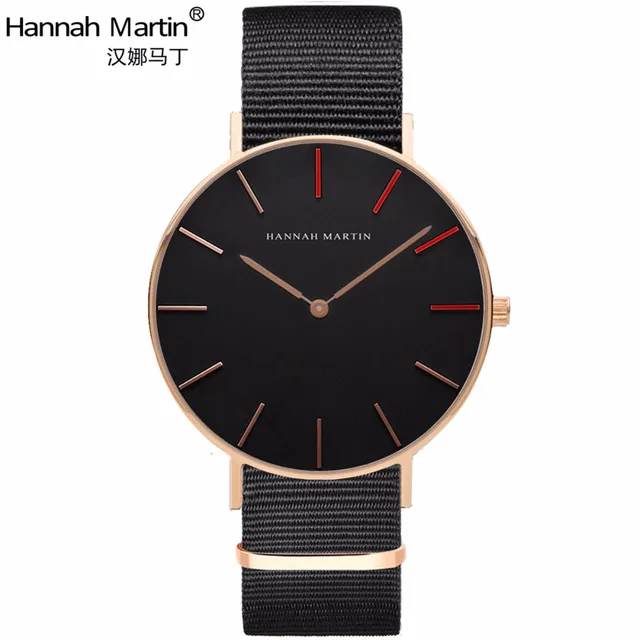 Hannah Martin Luxury Brand Watches Men Women Quartz Sports Watch Nylon Rose Gold Hannah Martin Luxury Brand Watches Men Women Quartz Sports Watch Nylon Rose Gold
