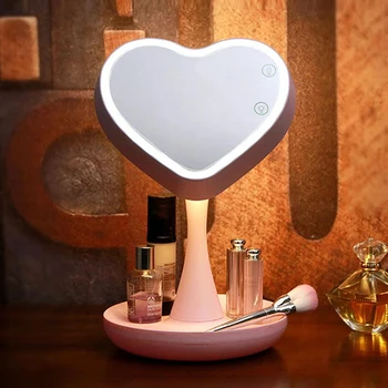 

Heart LED Cosmetic Mirror Night Light with Color Changing for Bedroom
