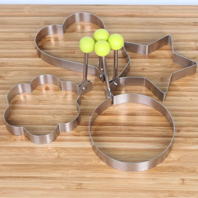 

Stainless Steel Omelette Mold 4Pcs Sets DIY Mold Round Pentagonal Heart-shaped Omelette Ring Creative Kitchen Gadget GZTZMY CT16