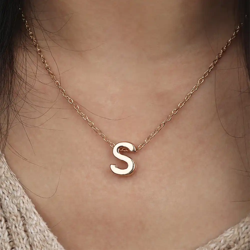 A Z English Letters Personalized Letter Stylish Girls Gift Gold Plate Name Initial Chain Pendant Necklace For Women Men Jewelry Pendant Necklaces Aliexpress