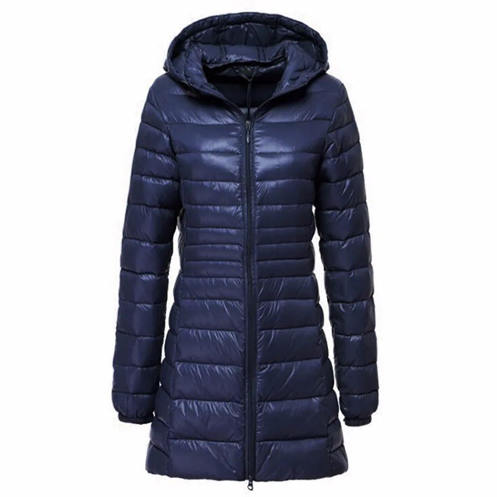 awesome Woman Warm Coat Ultra Light Duck Down Jacket Plus Size Long Female Overcoat Hooded Jackets Winter I