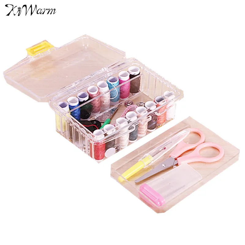 

Portable Sewing Tool Pack Kit Thread Threader Needle Tape Measure Scissor Thimble with Storage Box Sewing Tool Accessory