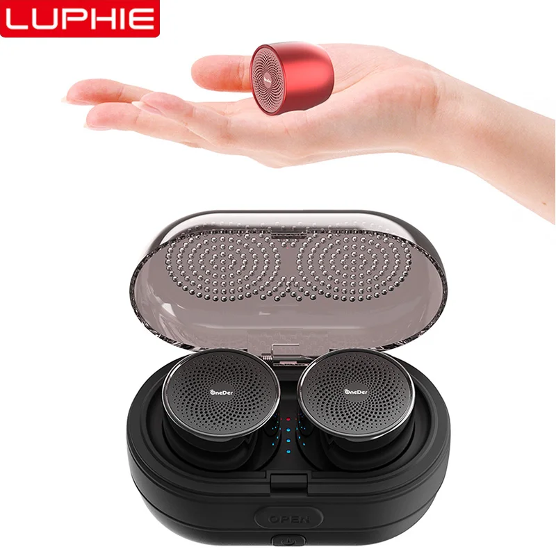 

Luphie Mini Portable TWS Stereo Speaker 5.0 Bluetooth wireless metal Magnetic loudspeakers for phone computer music outdoor MP3