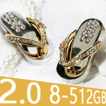 Модные украшения, с кристаллами Туфли на каблуке 16 ГБ 128 цвета: золотистый, серебристый 2,0 Usb флеш-накопитель Флешка флеш-накопитель 512 ГБ Цепочки и ожерелья подарок 32 ГБ/64 ГБ