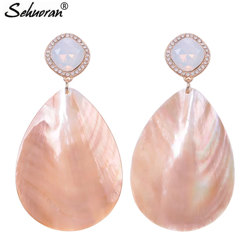 

Sehuoran Women Big Geometric Shell Shape Drop Earrings Ocean Shell Oorbellen Dangle Earrings Female Fashion Jewelry Party Gifts