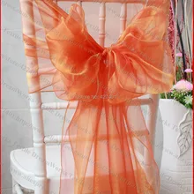 № 30 Оранжевый Цвет Органзы Кресло Вытяжки/Председатель Шапки/Крышка Стула Sash Для Свадьбы Event& Партии& главная& Банкетный Украшения Текстильных