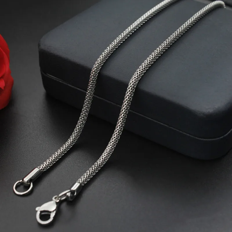 Stainless Steel Rope Chain Necklaces for Men/Women - 2mm and 2.5mm Widths, Silver Color, Available in 45cm, 50cm, and 55cm Lengths - Male Collier Jewelry image 3
