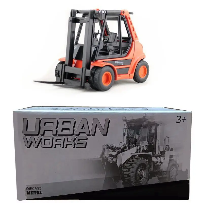 Goedkoop Hoge simulatie legering techniek voertuig Heftruck model, 124 legering heftruck model, sterke truck, gratis verzending