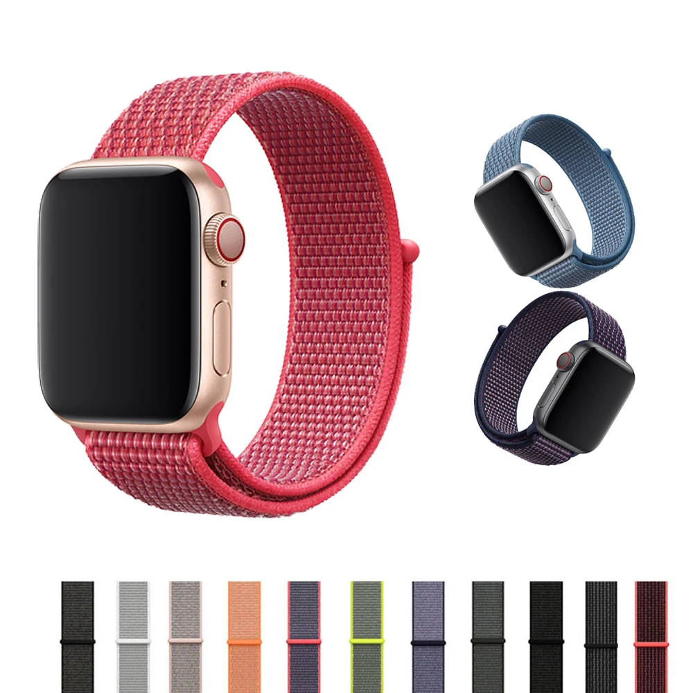 

Sport loop strap for apple watch 4 44mm 40mm Iwatch band breathable bracelet wrist belt double-layer nylon weave accessories