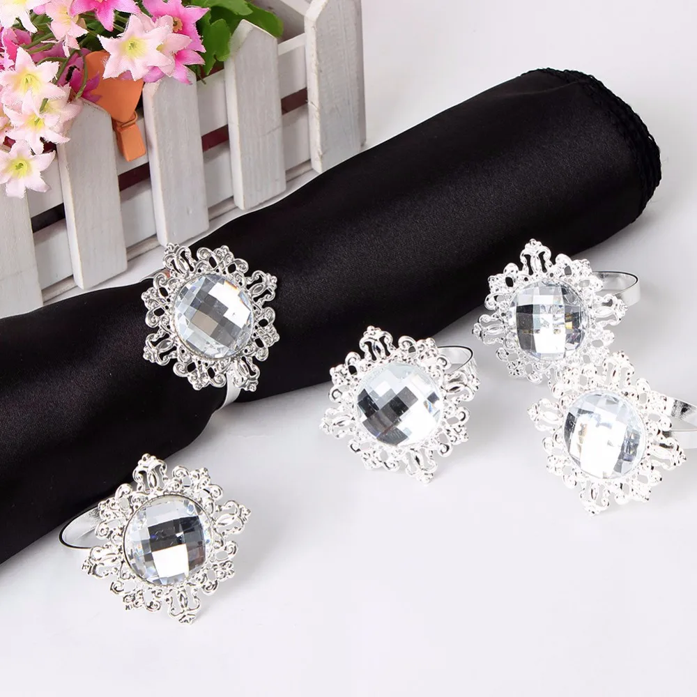 12pcs/lot beautiful Diamond Napkin Ring Serviette Holder Wedding