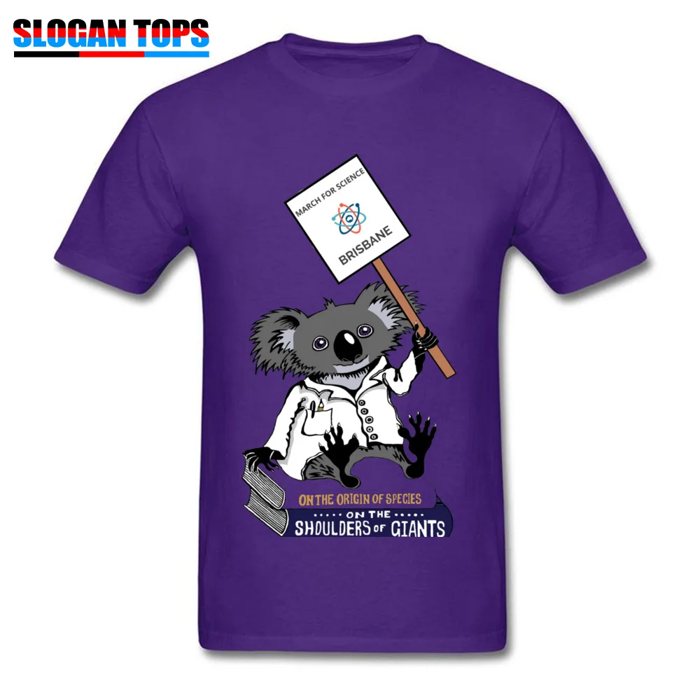 Funny Fashionable Tshirts 2018 Hot Sale Summer Short Sleeve Crew Neck Tops & Tees 100% Cotton Mens Normal Tops Tees March for Science Brisbane C Koala full color purple