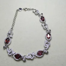 Haleigha Oval 5*7mm Nature Red Garnet January Birthstone Fine Jewelry Piercing Heart Love 925 Sterling Silver Bracelet for Women