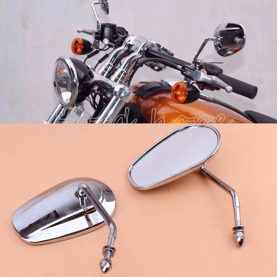 Pair Chrome Rear View Mirrors Fit For Harley FLHT FLHR FLTRX Road King Classic