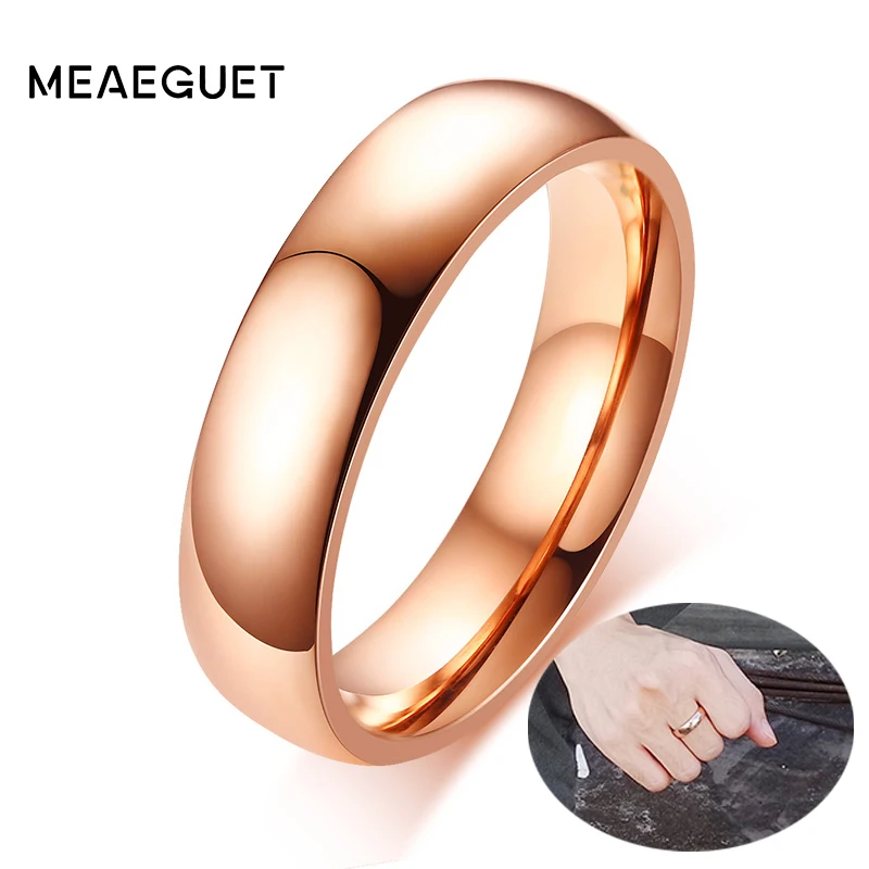 

5mm Stainless Steel Wedding Brands Men's Ring In Silver Gold Tone Simple Anillos Mujer Unisex Gifts Us Size 7 To Size 12