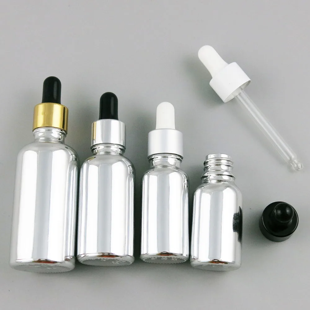 

12 x Portable Refillable Empty Silver Glass Essential Oil Bottle With Aluminium Drop 5ml 10ml 20ml 30ml 50ml 100ml
