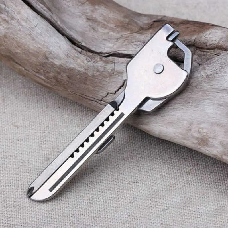 6 в 1 нержавеющая сталь многофункциональный инструмент брелок использование EDC Кемпинг швейцарский карманный нож для выживания Utili-Key многофункциональный нож для ключей